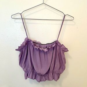 Shein Lavender Ruffle Crop Top w Elastic Size S